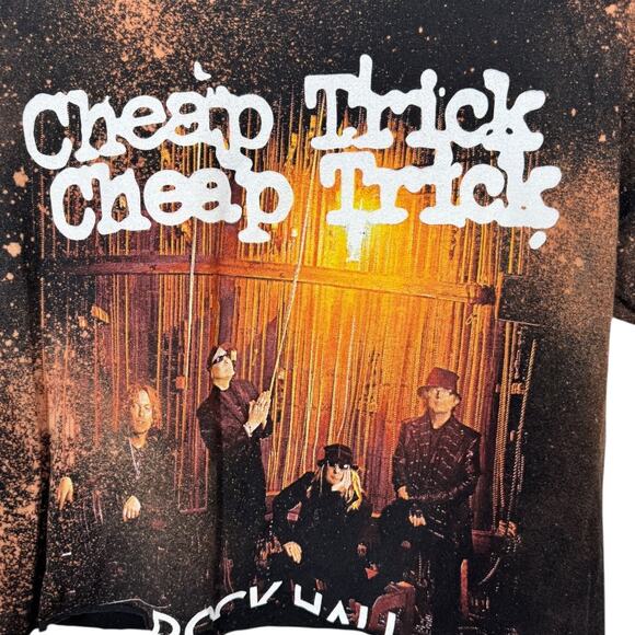 Reworked Cheap Trick Band Cropped Graphic Tee M Oversized Bleached Boho Edgy - Picture 2 of 5